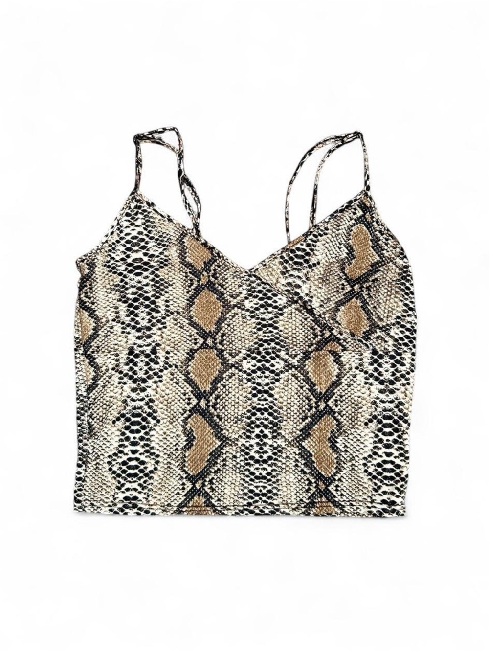 Snake-Print Spaghetti Strap tankTop in Tan and Black -